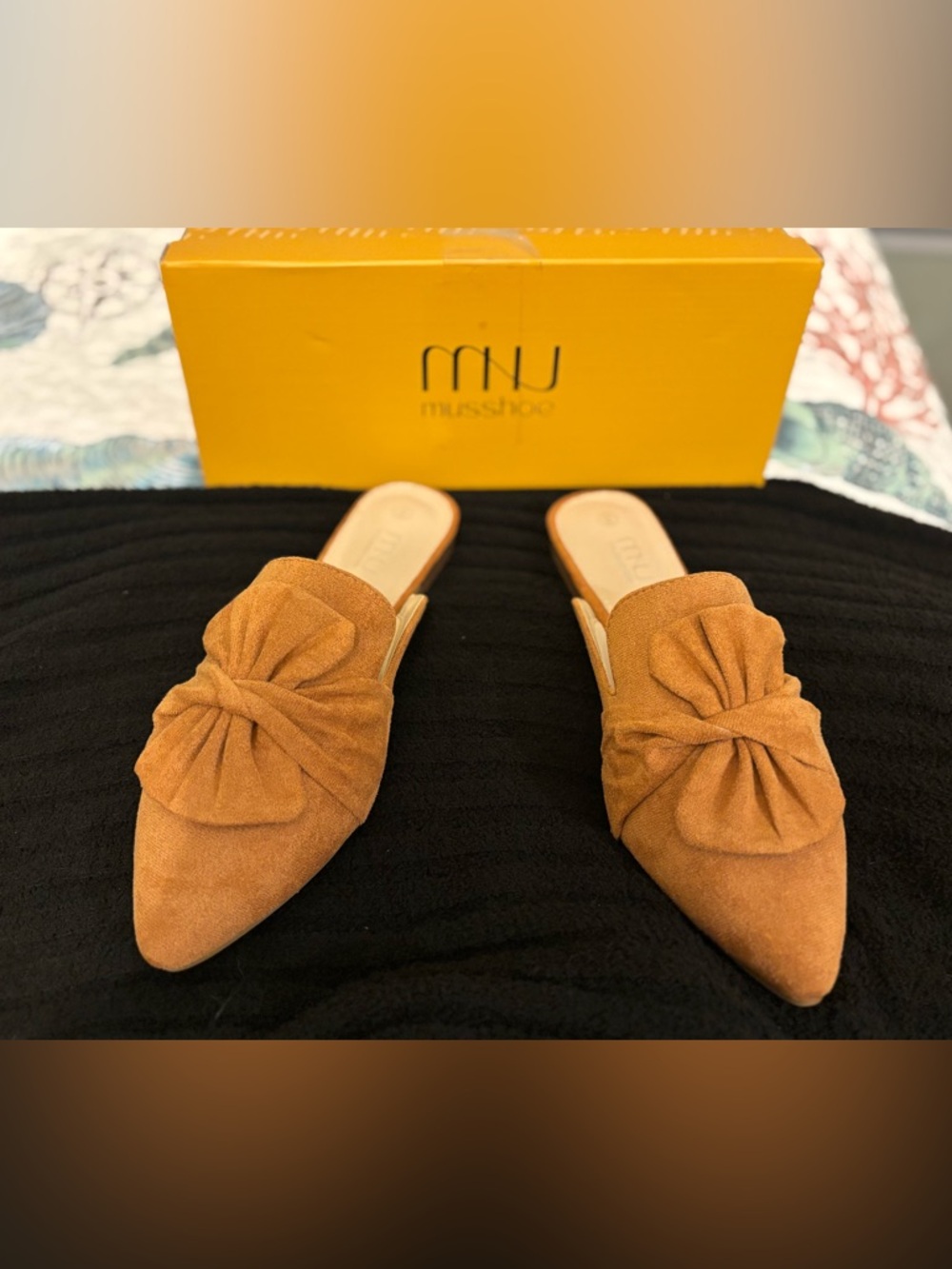 Musshoe Women's Tan Knot-Front Slip-On Mules with Low Heel